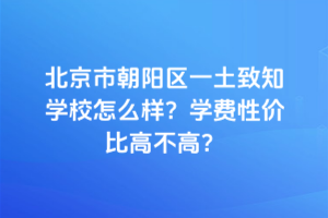 北京市朝陽區一土致知學校怎么樣？學費性價比高不高？