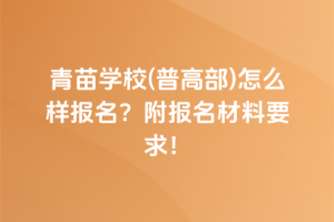 青苗學校(普高部)怎么樣報名？附報名材料要求！
