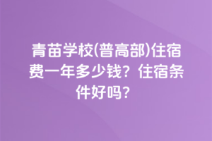 青苗學校(普高部)住宿費一年多少錢？住宿條件好嗎？
