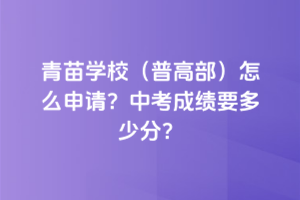 青苗學校(普高部)怎么申請？中考成績要多少分？