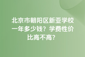 北京市朝陽區新亞學校一年多少錢？學費性價比高不高？